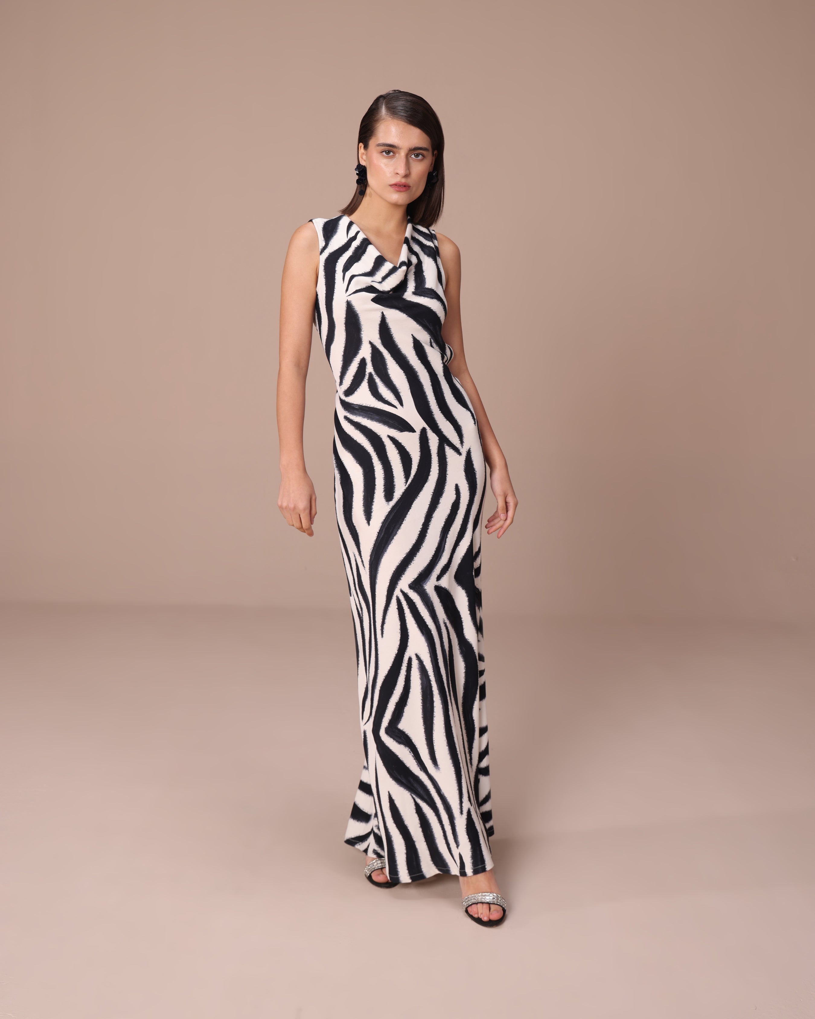 Zebra Cowl Dress