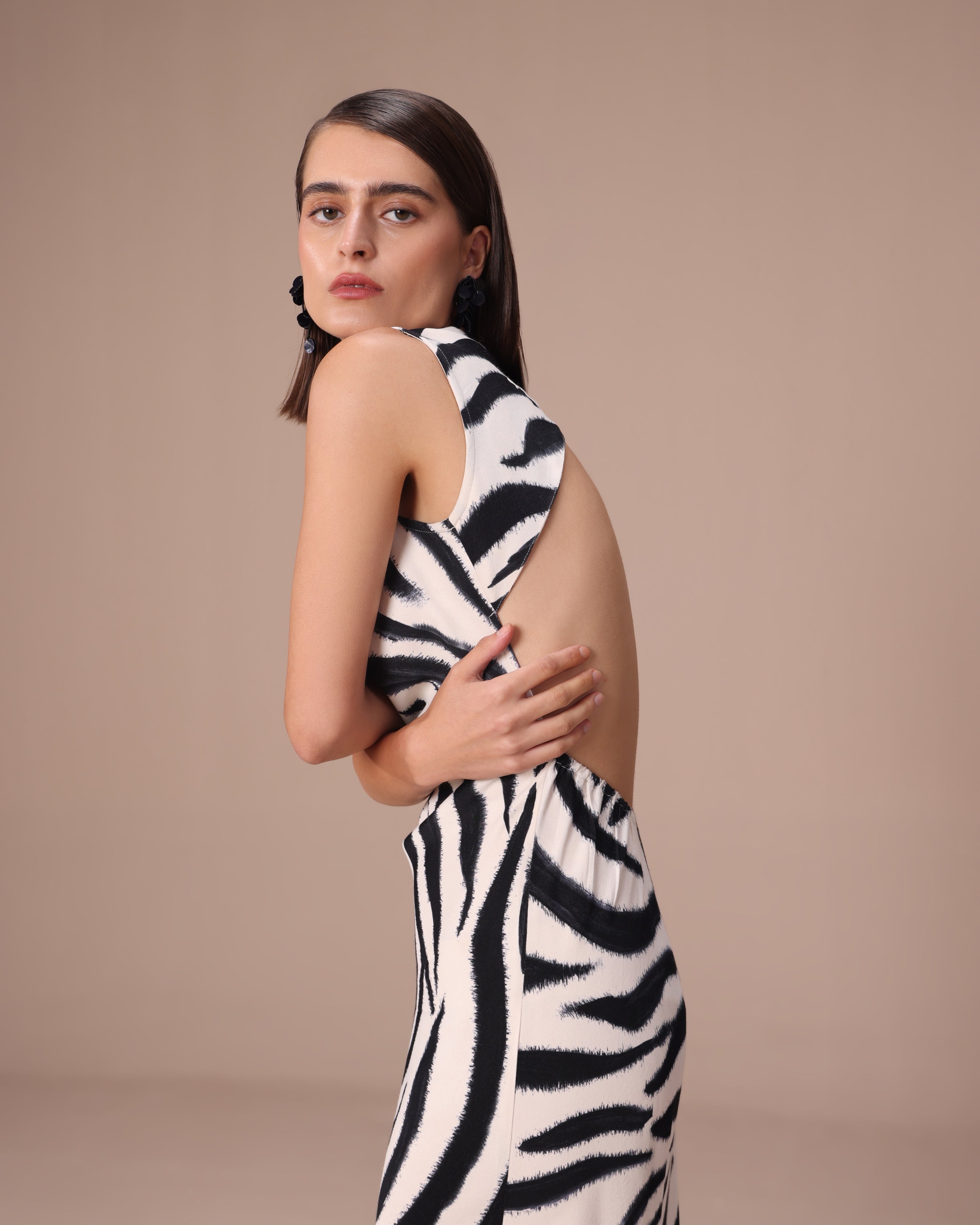 Zebra Cowl Dress