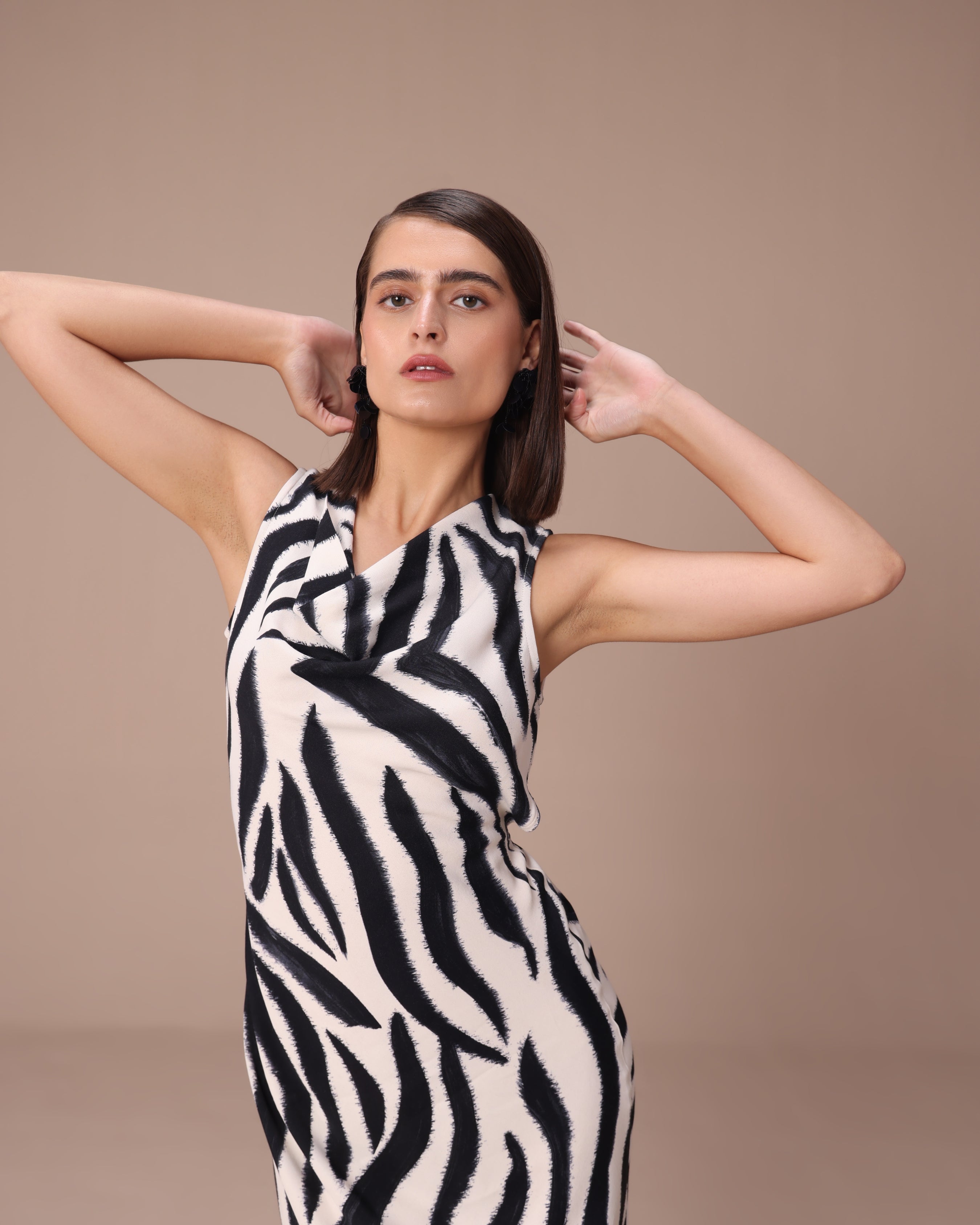 Zebra Cowl Dress