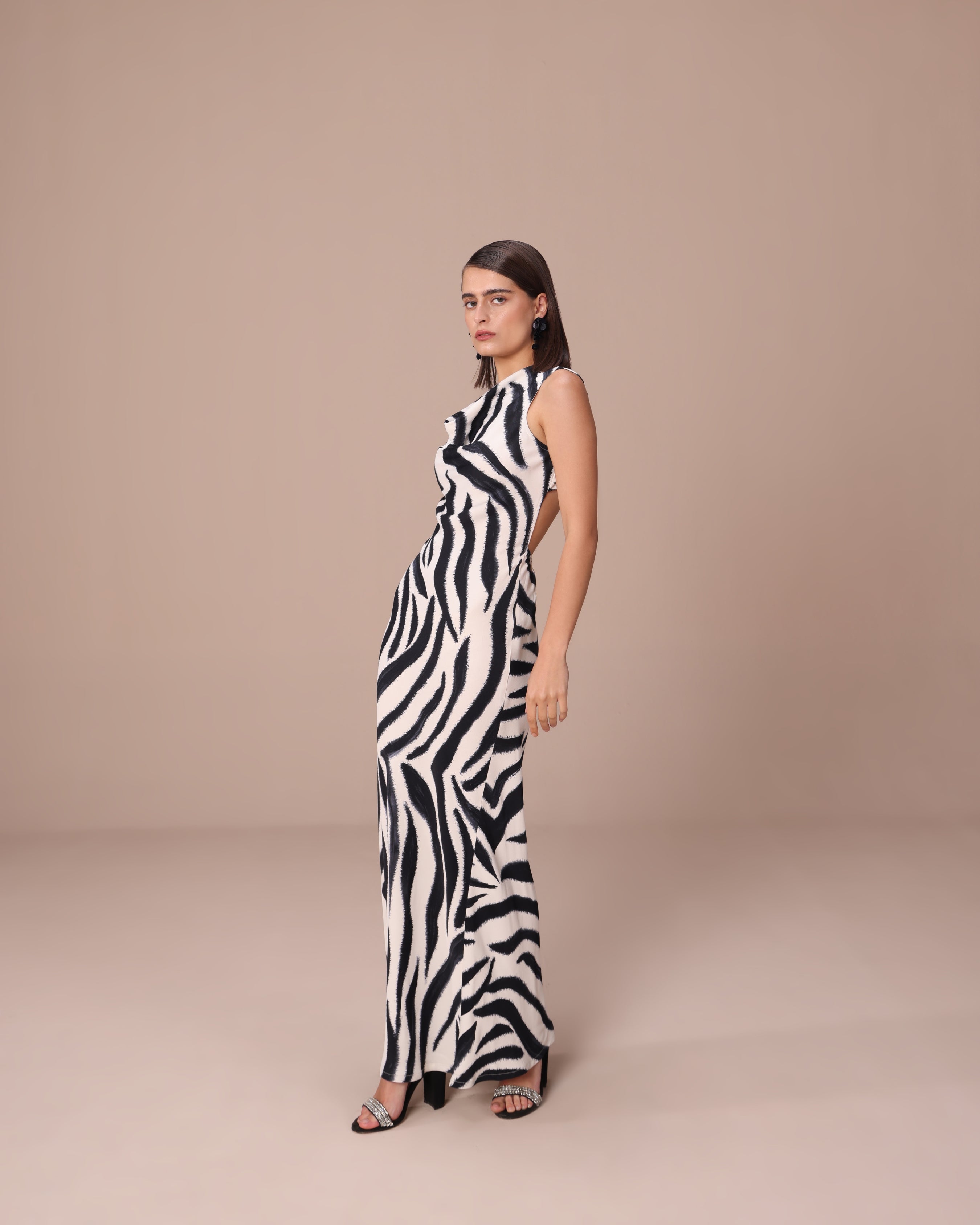 Zebra Cowl Dress