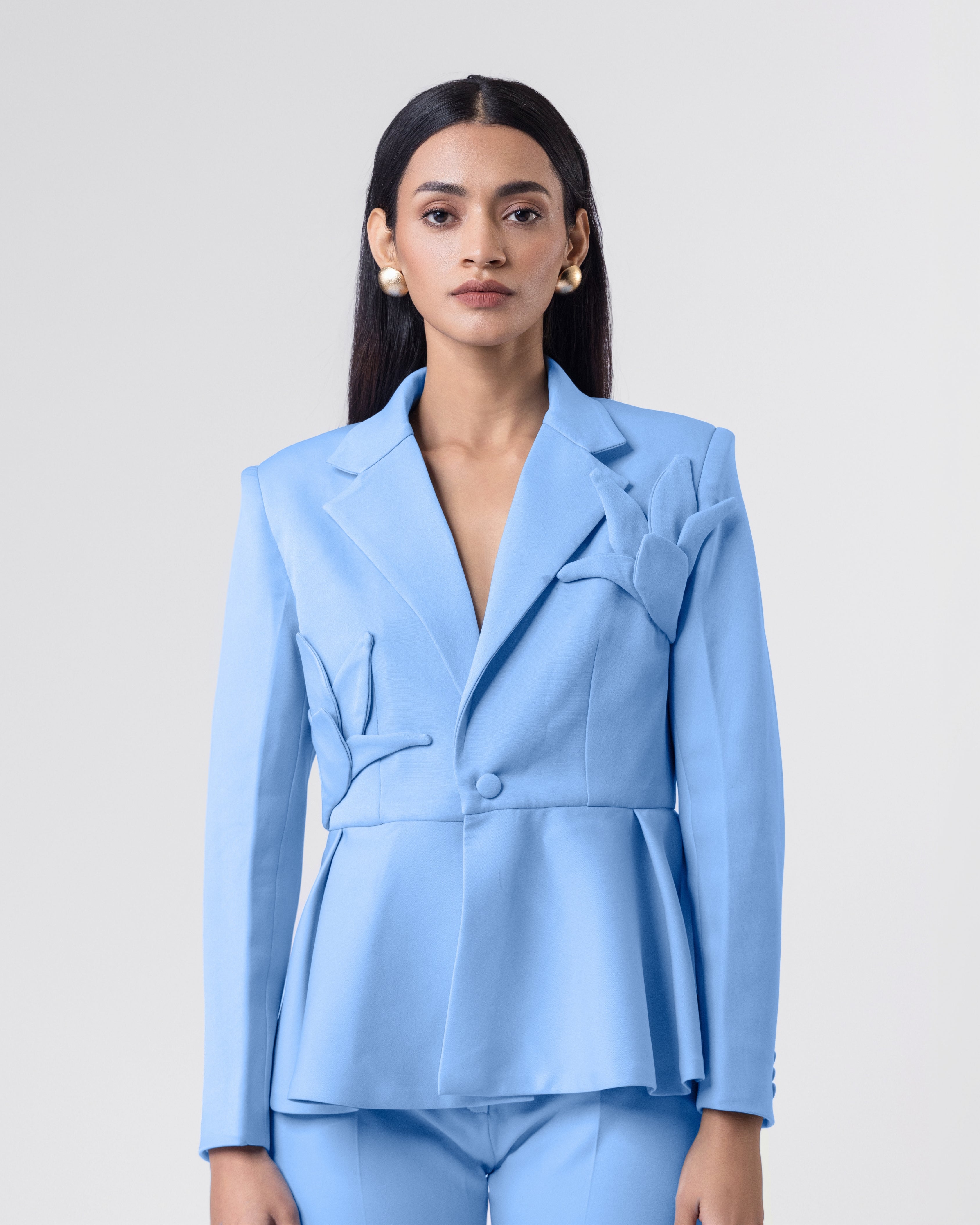 Lily Peplum Blazer Blue