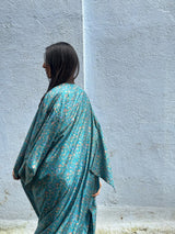 Floral Printed Turquoise Kimono