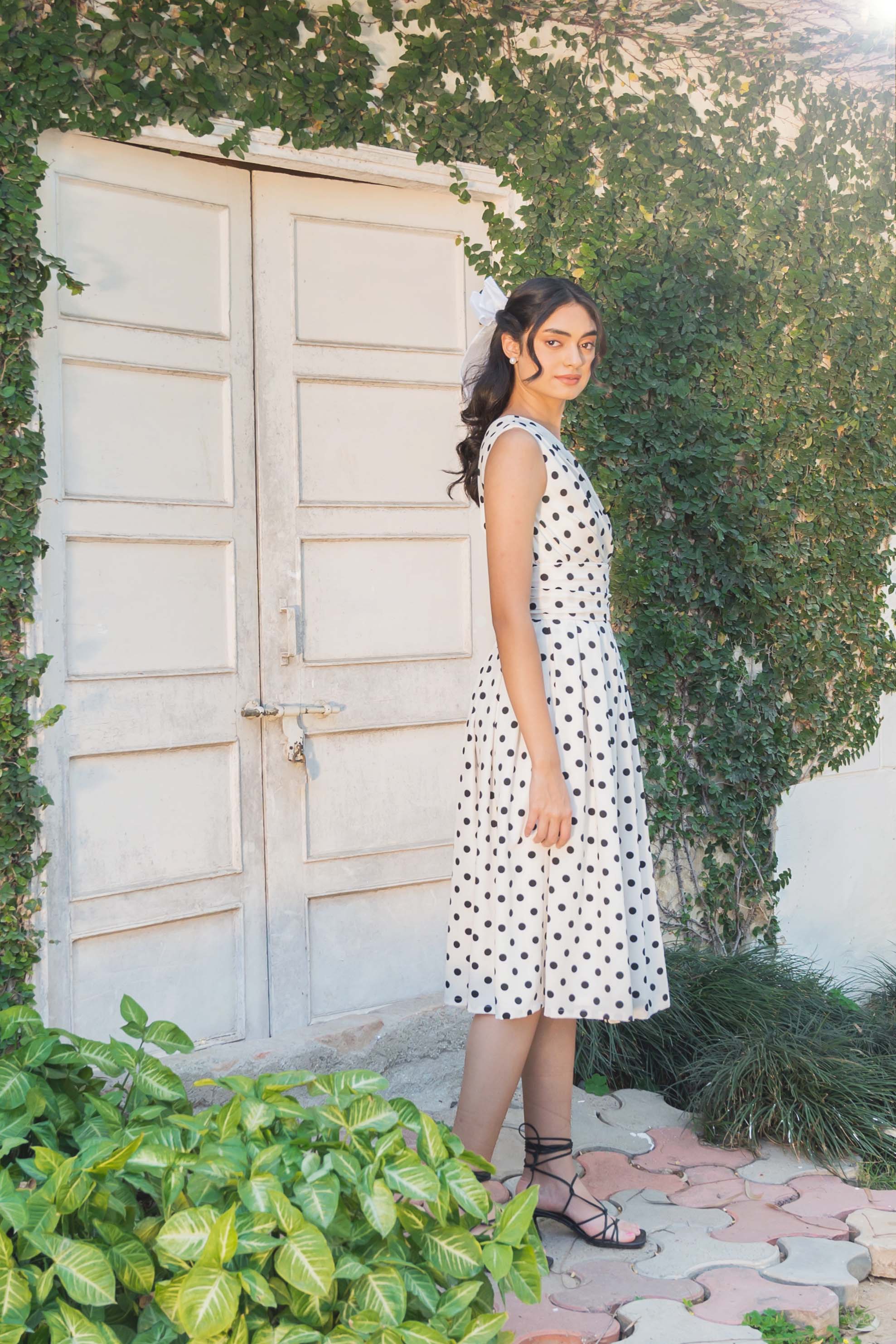 Adeline Polka Dotted Midi Dress